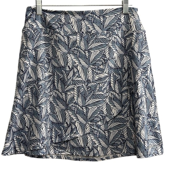 Eddie Bauer Women's A-Line Floral Leaf Skirt Medium Blue and White Casual Short - Picture 1 of 14